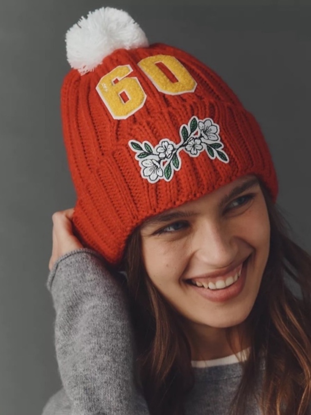 Anthropologie Sporty Floral Beanie
